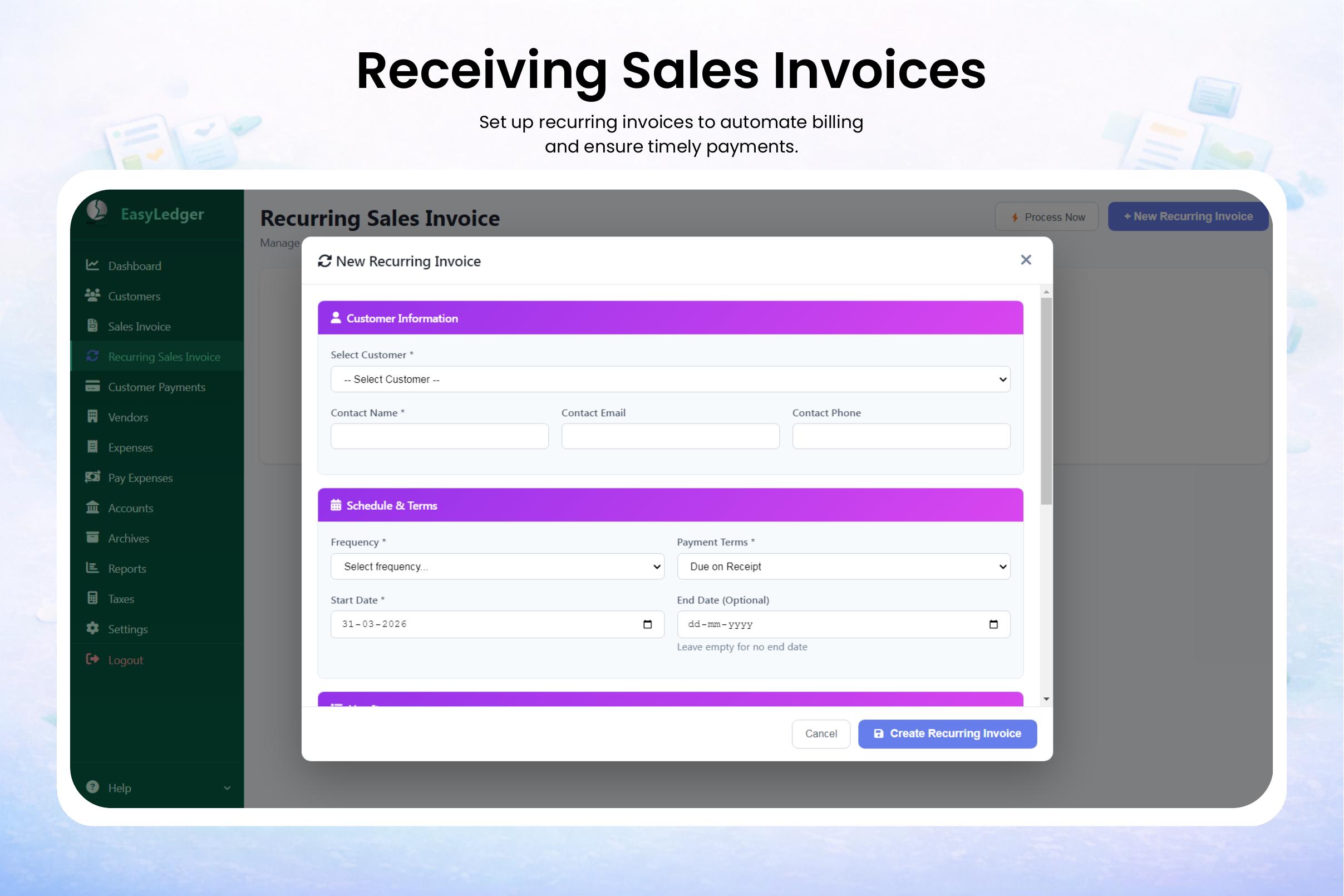 Receiving Sales Invoices