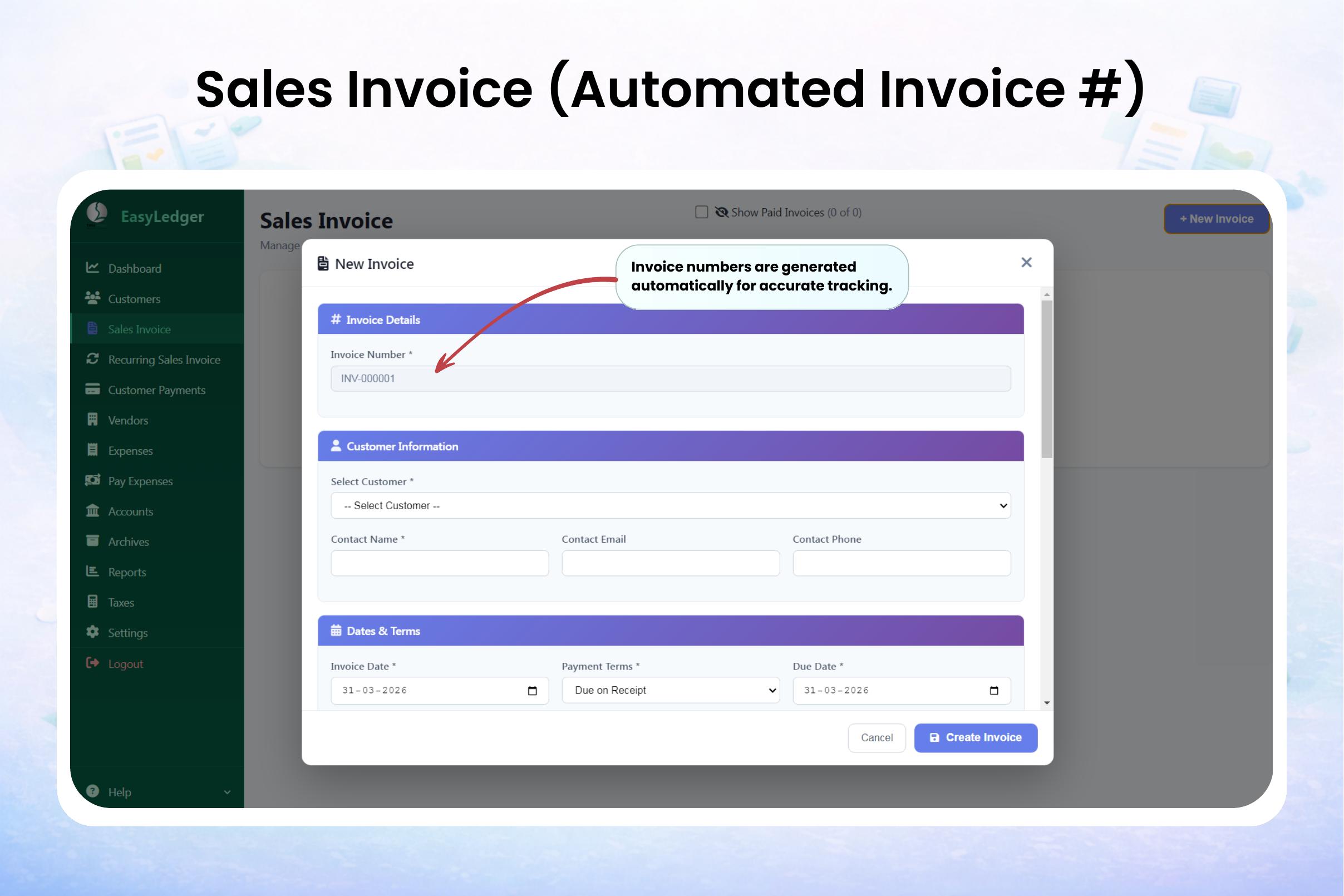 Sales Invoice (Automated Invoice #)